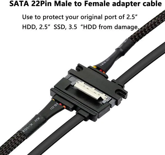 Alt view image 7 of 7 - BUCIER 22Pin SATA Power Extension Cable,22 Pin7+15 Sata Male to Female Data and Power Combo Extension Cable with Locking Latch,for HDD,SSD,Optical Drives, DVD Burners, PCI Cards-50CM(6Gbps/s)