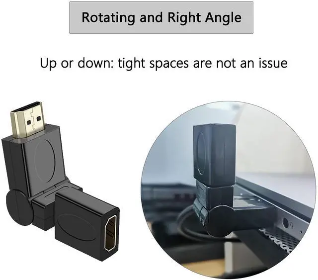 Alt view image 5 of 7 - BUCIER Swivel Angle HDMI Adapter,90 180 270 360 Degree Angle Rotatable Extension Connector Adjustable Male to Female Adaptor for Full HD Support Including 720p-1080p,No Loss in Video/Audio Quality