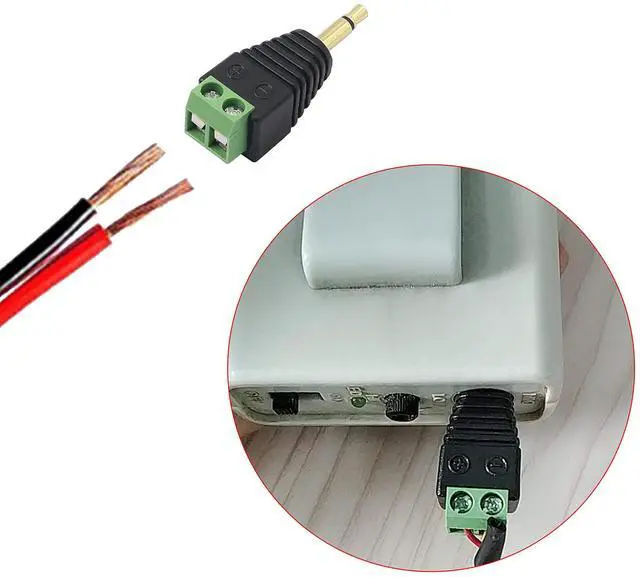 Alt view image 7 of 7 - BUCIER 3.5mm Mono Male to 2 Pin Screw Terminal, 1/8 Inch Stereo TS Audio Plug Screw Block Solderless Balun Connectors for Headphone Headset and Earphone-3 Pack