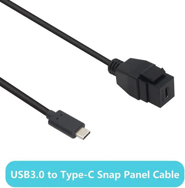 Alt view image 2 of 7 - BUCIER USB-C Keystone Jack Adapter, Male to Female, Panel Mount, USB-C Pigtail Extension, Keystone-to-Cable Converter, Black