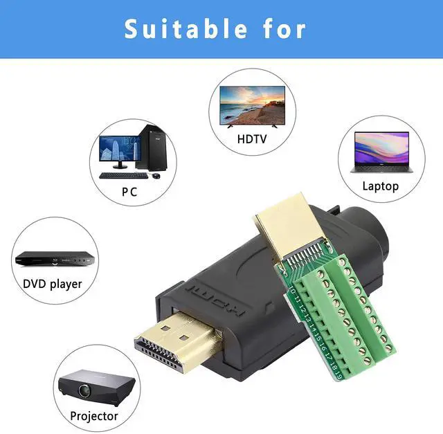 Alt view image 7 of 7 - BUCIER HDMI Solderless Signals Terminal, Gold Plated HDMI Free Welding Connector Breakout Board with Breakout Plastic Cover,Screwdriver