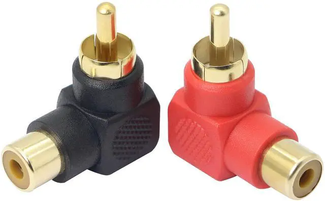 Main image of BUCIER 90 Degree RCA Adapter, RCA Male to Female Elbow Connectors,Gold-Plated Right Angle Adapter for Stereo Audio or AV Video-2pcs