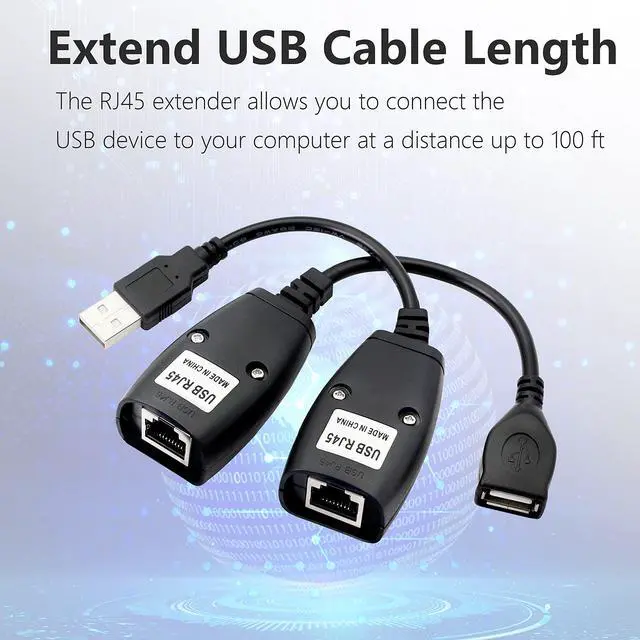 Alt view image 4 of 7 - BUCIER 2Pack USB 2.0 to RJ45 Ethernet Extender Adapter Cable,Over Cat5/Cat5e /Cat6 Cable for Printer Mouse Keyboard-Black