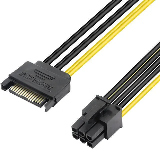Alt view image 7 of 7 - BUCIER SATA to 6 Pin PCIe Power Cable,Sata 15 Pin Male to 6 Pin PCI Express Graphics Video Card Power Cable for Host and Graphics Card-8inch(2PCS)