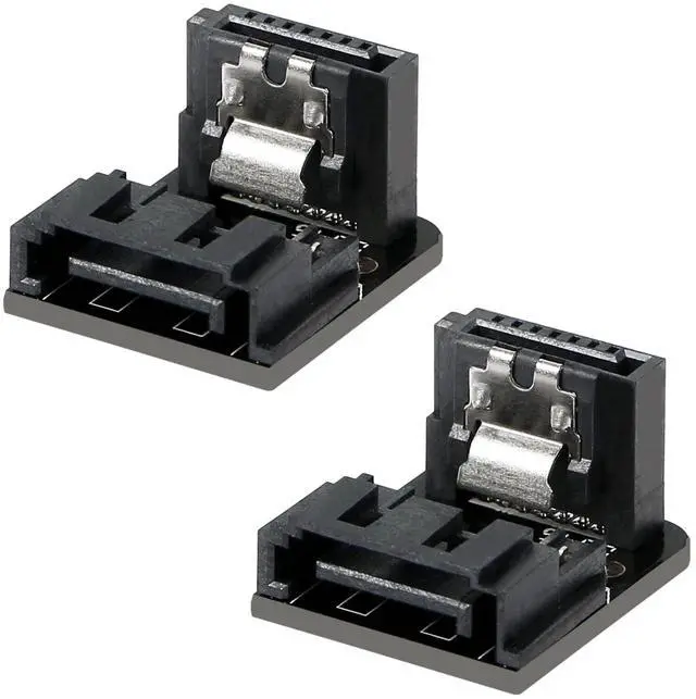 Main image of BUCIER Right Angle SATA 7Pin Female to 7pin Male Adapter,90 Degree SATA 7pin Converter Mainboard Motherboard for Desktops SSD HDD (Black - 2 Up)  2 PCS