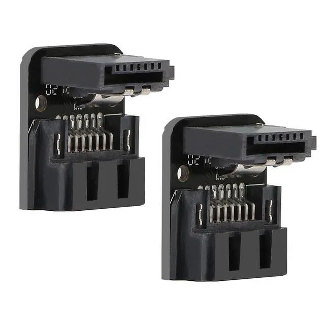 Alt view image 6 of 6 - BUCIER Right Angle SATA 7Pin Female to 7pin Male Adapter,90 Degree SATA 7pin Converter Mainboard Motherboard for Desktops SSD HDD (Black - 2 Up)  2 PCS