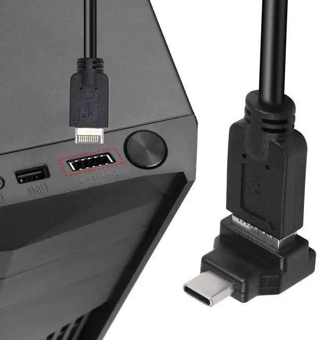 Alt view image 3 of 7 - BUCIER USB 3.1 Type E to Type C Extension Adapter,(5Gbps) Internal Connector,Right Angle USB C Male to Type E Female Adapter CompatibileUSB3.0 -Black