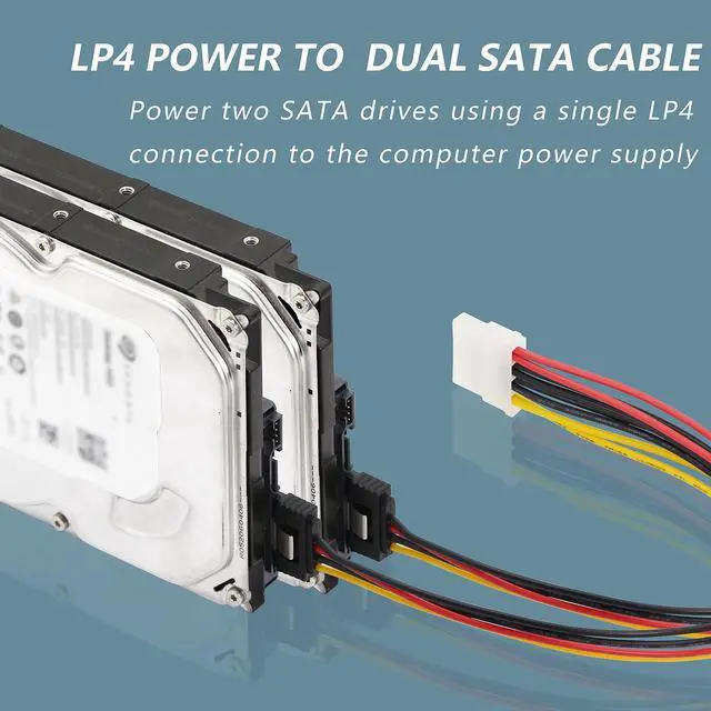 Alt view image 4 of 7 - BUCIER 8In LP4 to Dual Latching SATA Power Y Cable Splitter, 4-pin IDE Female to 15pin Female Adapter for HHD/SSD/DVD RW/Hard drive-2PCS