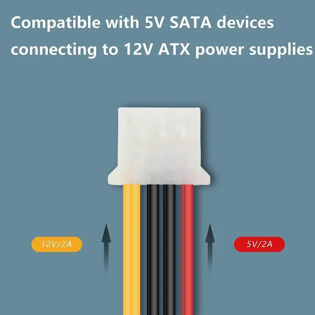 Alt view image 7 of 7 - BUCIER 8In LP4 to Dual Latching SATA Power Y Cable Splitter, 4-pin IDE Female to 15pin Female Adapter for HHD/SSD/DVD RW/Hard drive-2PCS
