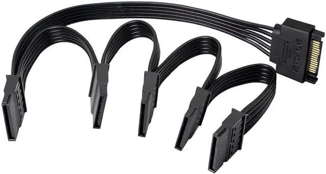 Main image of BUCIER 15Pin SATA Male to 5 SATA Female Power Splitter Adapter Cable Extension Y-Cable for HDDSSD Hard Disk