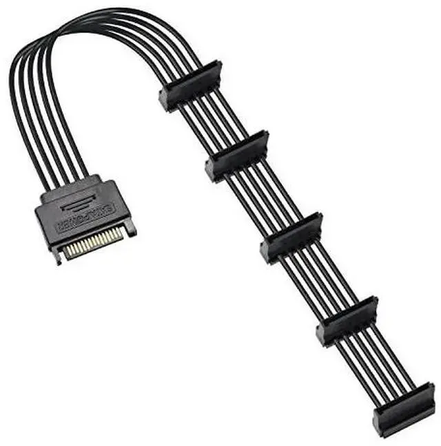 Main image of BUCIER 15Pin SATA Male to 5 x 15 Pin SATA Female Hard Drive Power Right Angle Splitter Adapter Cable Extension Cable for Hard Disk 50CM