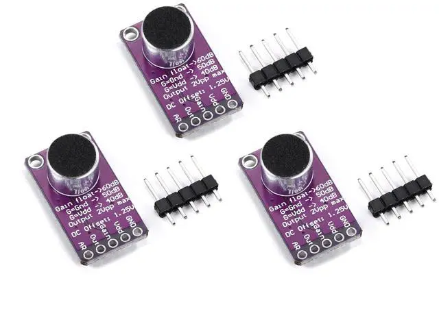 Main image of BUCIER MAX9814 Electret Microphone AGC Amplifier Module Auto Gain Control Release Ratio Low THD for Arduino 3pcs