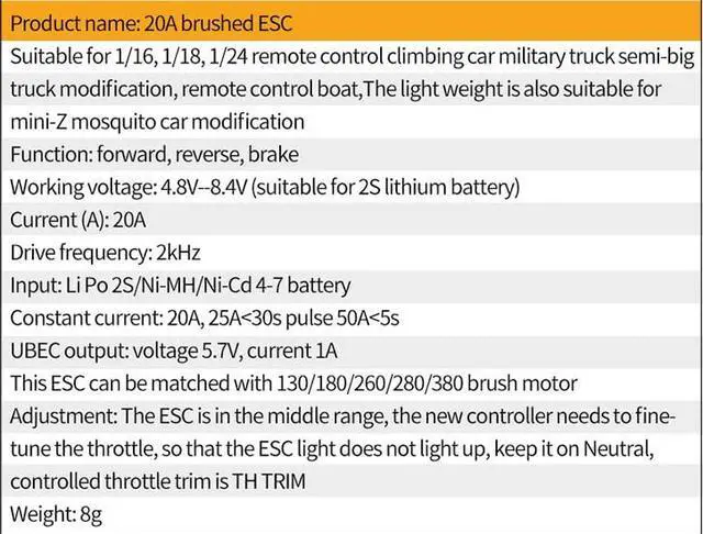 Alt view image 6 of 7 - BUCIER Mini 20A ESC Motor Speed RC ESC 2KHz Forward Reverse Brush Brake RC 2S for Controller Boat RC Car Tank (3PCS)