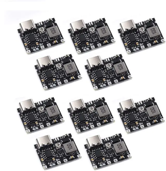 Main image of BUCIER 18650 Lithium Li-ion 3.7V 4.2V Battery Charger Board DC-DC Step Up Boost Module TP4056 DIY Kit Parts Type-C 10pcs