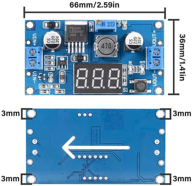Alt view image 2 of 5 - BUCIER LM2596 LM2596S DC-DC Buck Converter Voltage Regulator Adjustable 4.0-40V to 1.25-37V 2A Power Supply Module with LED Voltmeter Display (Pack of 2)