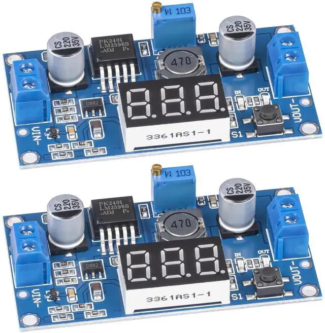 Main image of BUCIER LM2596 LM2596S DC-DC Buck Converter Voltage Regulator Adjustable 4.0-40V to 1.25-37V 2A Power Supply Module with LED Voltmeter Display (Pack of 2)