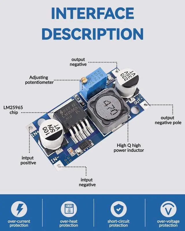 Alt view image 2 of 7 - BUCIER 5 Pack LM2596 DC to DC Buck Converter 3.0-40V to 1.5-35V Adjustable Voltage Regulator Electronic Voltage Stabilizer Power Supply Step Down Module