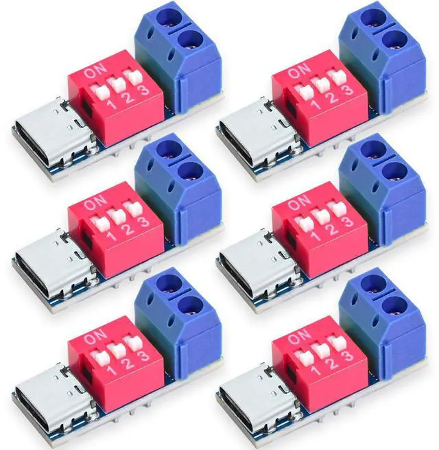 Main image of BUCIER USB-C PD Trigger Module, PD/QC Fast Charge Decoy Board, USB Type-C to 5V/9V/12V/20V High-Speed Charging Power Delivery Boost Converter (6PCS)