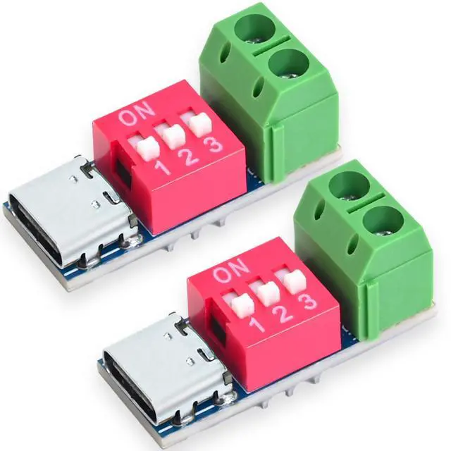 Main image of BUCIER 4PCS USB-C PD/QC Fast Charge Trigger Module & Decoy Board - Dual-Port Voltage selector (5V/9V/12V/20V Output) Charger Power Delivery Boost Module