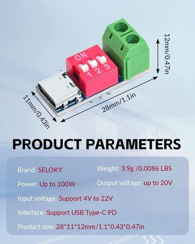 Alt view image 4 of 7 - BUCIER 4PCS USB-C PD/QC Fast Charge Trigger Module & Decoy Board - Dual-Port Voltage selector (5V/9V/12V/20V Output) Charger Power Delivery Boost Module
