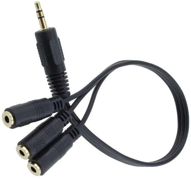 Alt view image 2 of 6 - BUCIER 2pcs 1M/3F Audio Splitter, 1FT Gold Plated 3.5mm TRRS Male to 3 x 3.5mm Stereo Jack Female 1 Input 3 Output Audio AUX Splitter