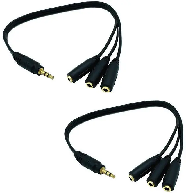 Main image of BUCIER 2pcs 1M/3F Audio Splitter, 1FT Gold Plated 3.5mm TRRS Male to 3 x 3.5mm Stereo Jack Female 1 Input 3 Output Audio AUX Splitter