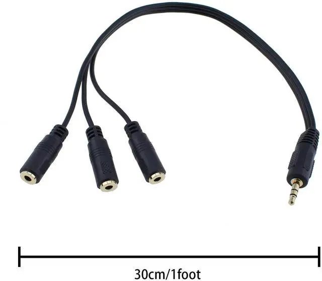 Alt view image 6 of 6 - BUCIER 2pcs 1M/3F Audio Splitter, 1FT Gold Plated 3.5mm TRRS Male to 3 x 3.5mm Stereo Jack Female 1 Input 3 Output Audio AUX Splitter