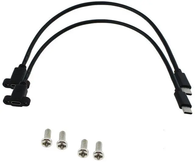 Main image of BUCIER 2pcs USB Type C 3.1Panel Mount Adapter Cable USB-C 3.1 Gen2 10Gbps Male to USB C Female Panel Mount Screw Cable, Supports Charging, Data, Audio, Video 0.3M/1ft