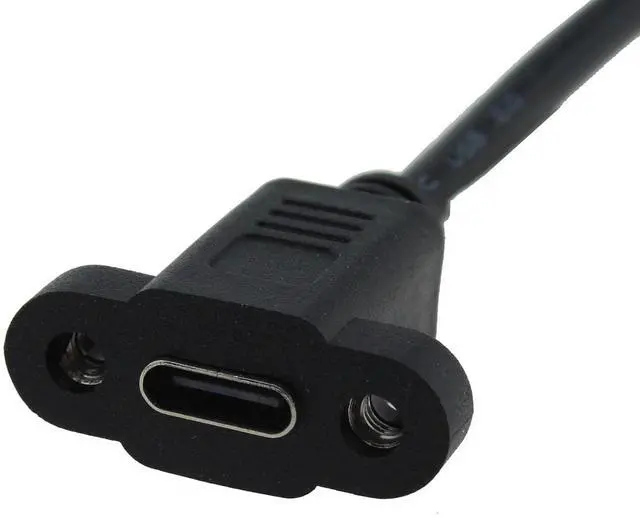 Alt view image 2 of 5 - BUCIER 2pcs USB Type C 3.1Panel Mount Adapter Cable USB-C 3.1 Gen2 10Gbps Male to USB C Female Panel Mount Screw Cable, Supports Charging, Data, Audio, Video 0.3M/1ft