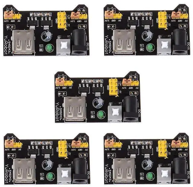 Main image of BUCIER 5pcs 3.3V 5V Power Supply Module for MB102 102 Prototype Breadboard DC 6.5-12V or USB Power Supply Module