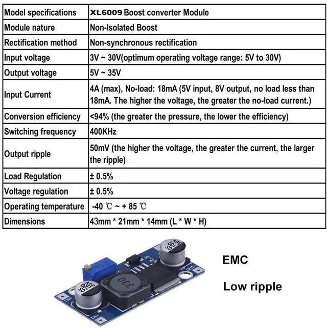 Alt view image 5 of 5 - BUCIER XL6009 Boost Module DC-DC Adjustable Module DC3.0-30V to DC5-35V Output Voltage Power Converter Circuit Board Module 400KHz