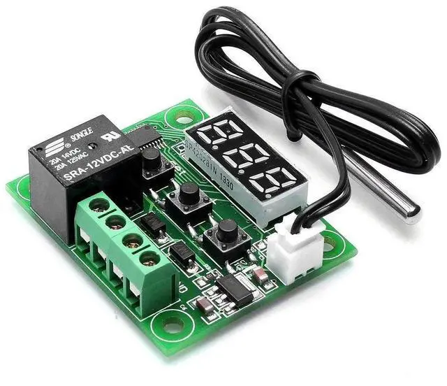 Alt view image 2 of 6 - BUCIER 2pcs W1209 12V DC Digital Temperature Controller Board Micro Digital Thermostat -50-110°C Electronic Temperature Temp Control Module Switch with 10A One-Channel Relay and Waterproof