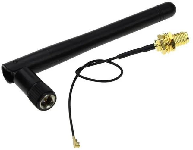 Alt view image 5 of 6 - BUCIER 2pcs 2.4G WiFi Antenna SMA to U.FL-4 2.4GHz 3dBi Antenna U.fl-4 to RP SMA Male for ZigBee Router 90 Degrees Right Angle Folded Lead 15CM