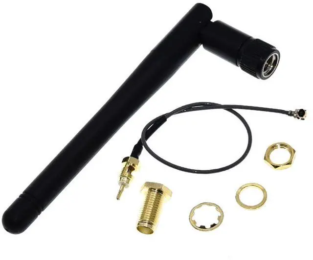 Alt view image 4 of 6 - BUCIER 2pcs 2.4G WiFi Antenna SMA to U.FL-4 2.4GHz 3dBi Antenna U.fl-4 to RP SMA Male for ZigBee Router 90 Degrees Right Angle Folded Lead 15CM