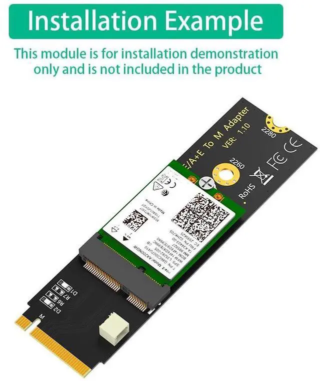 Alt view image 4 of 7 - BUCIER Upgrade Version M.2 NGFF A+E Key WiFi/Bluetooth Card to M.2 Key M Adapter Card for Intel AX200/AX201/AX210