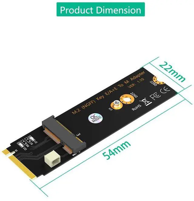 Alt view image 6 of 7 - BUCIER Upgrade Version M.2 NGFF A+E Key WiFi/Bluetooth Card to M.2 Key M Adapter Card for Intel AX200/AX201/AX210
