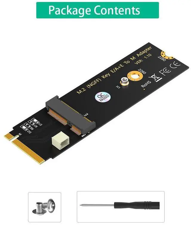 Alt view image 7 of 7 - BUCIER Upgrade Version M.2 NGFF A+E Key WiFi/Bluetooth Card to M.2 Key M Adapter Card for Intel AX200/AX201/AX210