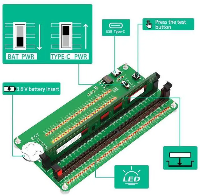 Alt view image 4 of 6 - BUCIER DDR4 Memory Tester, Desktop Computer Memory Test Card With LED Indicators