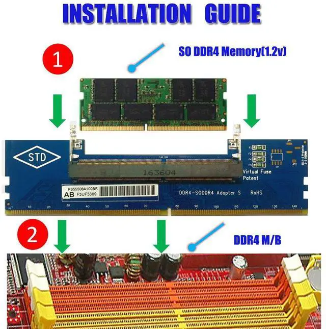 Alt view image 6 of 7 - BUCIER Laptop DDR4 RAM to Desktop Adapter Card SO DIMM to DDR4 Converter