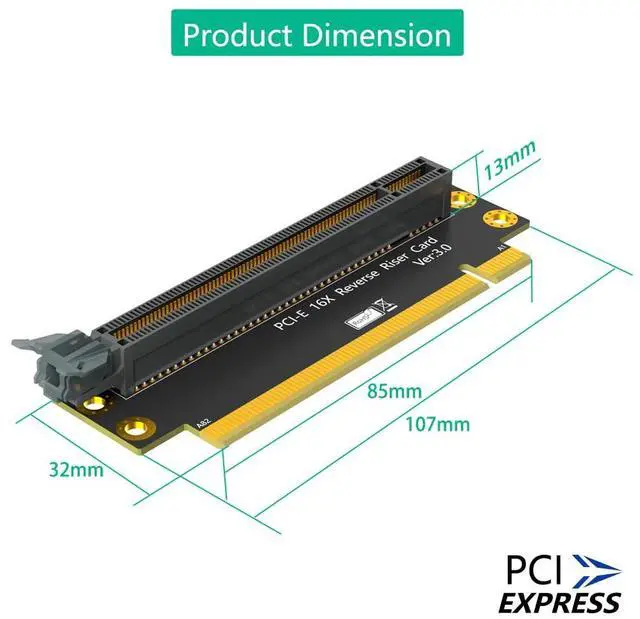 Alt view image 7 of 7 - BUCIER PCI-e 16X 3.0 90 Degree Reverse Male to Female Riser Card for 2U Server (Installation Direction Towards CPU)