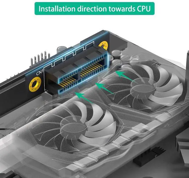 Alt view image 6 of 7 - BUCIER  PCI-e 1X 3.0 90 Degree Reverse Male to Female Riser Card for 1U Server (Installation Direction Towards CPU) (Height: 20cm)