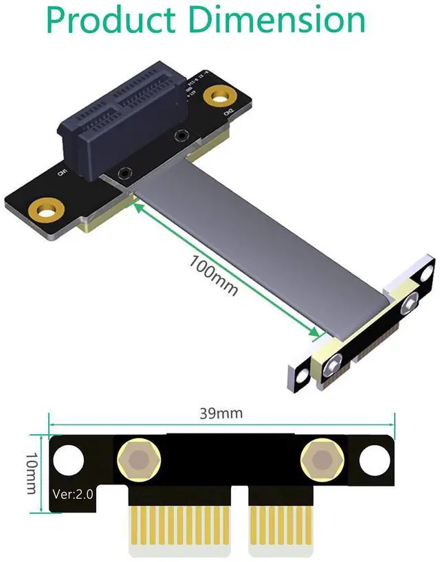 Alt view image 5 of 6 - BUCIER High Quality PCI-e PCI Express 36Pin 1X Extension Cable (Dual Vertical 90 Degrees Direction)