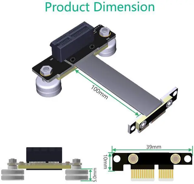 Alt view image 3 of 7 - BUCIER PCI-e PCI Express 36PIN 1X Extension Cable (Dual Vertical 90 Degrees Direction) with Magnetic Foot