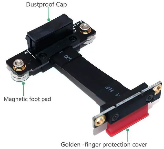 Alt view image 5 of 7 - BUCIER PCI-e PCI Express 36PIN 1X Extension Cable (Dual Vertical 90 Degrees Direction) with Magnetic Foot