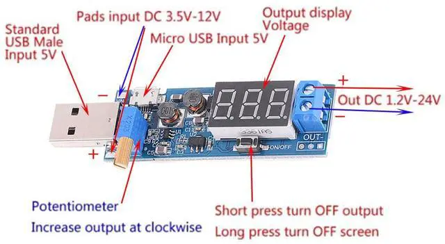 Alt view image 4 of 4 - BUCIER USB Buck Boost Converter 3.5V-12V to 1.2V-24V DC-DC Step Up Step Down Power Supply Module Voltage Regulator 5V to 3.3V 9V 12V 18V 24V