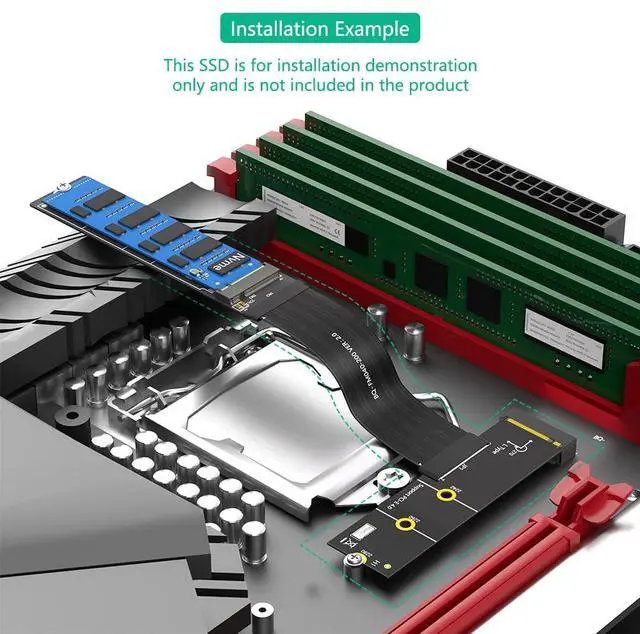 Alt view image 6 of 7 - BUCIER Upgrade Version 270 Degree NGFF M.2 M-Key NVME SSD Extension Cable(Length20cm)