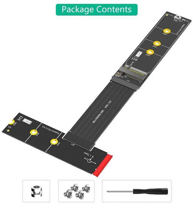 Alt view image 7 of 7 - BUCIER Upgrade Version 270 Degree NGFF M.2 M-Key NVME SSD Extension Cable(Length20cm)