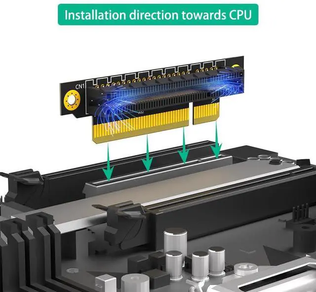 Alt view image 5 of 7 - BUCIER PCI-e 8X 3.0 90 Degree Reverse Male to Female Riser Card for 1U Server (Installation Direction Towards CPU) (Height: 20cm)