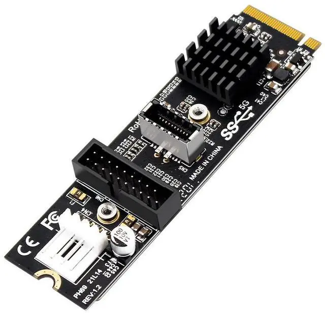 Alt view image 7 of 7 - BUCIER 5Gbps Type-E USB 3.1 Front Panel Socket & USB 2.0 to NVME NGFF M-Key Express Card VL805 Adapter for Motherboard