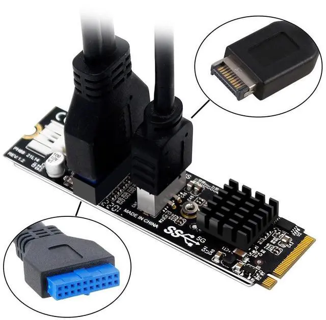 Alt view image 4 of 7 - BUCIER 5Gbps Type-E USB 3.1 Front Panel Socket & USB 2.0 to NVME NGFF M-Key Express Card VL805 Adapter for Motherboard